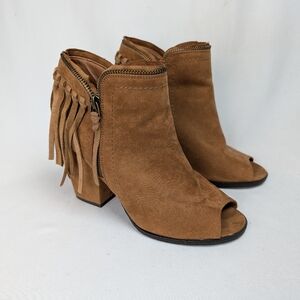 DV by Dolce Vita Brown Suede Peep-Toe Booties
